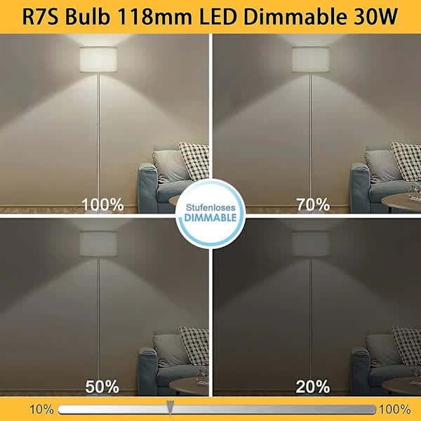 2 Pcs R7s 118mm 30W Dimmable LED Bulb Warm White 3000K Flicker Free V1188-XJEE-28187-1