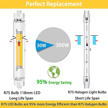 2 Pcs R7s 118mm 30W Dimmable LED Bulb Warm White 3000K Flicker Free V1188-XJEE-28187-1