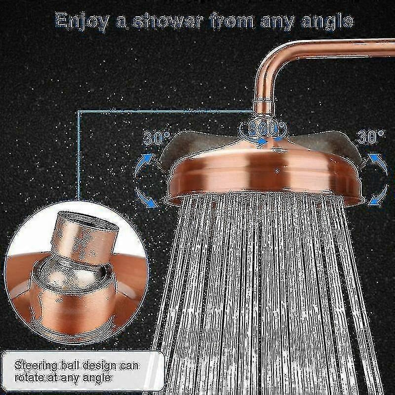 Copper High Pressure Rain Shower Head 20cm 8 Inch Adjustable Angle Fixed Mount Gold V1188-XJEE-34643-1