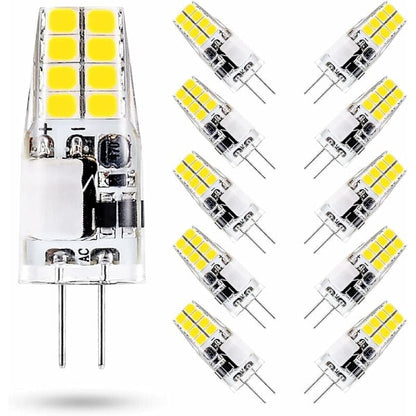 G4 LED Bulb 3W 6000K Cool White Equivalent to 35W Halogen 12V AC/DC 300 Lumens Non-Dimmable 10 Pack V1188-XJEE-37140-1
