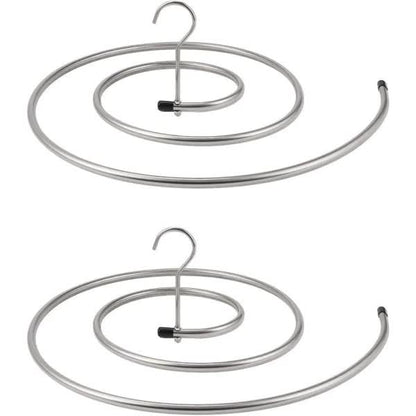 Stainless Steel Spiral Laundry Hanger for Blankets Sheets Curtains 2 Pcs Silver Clothes Drying Rack V1188-XJFD-764-1