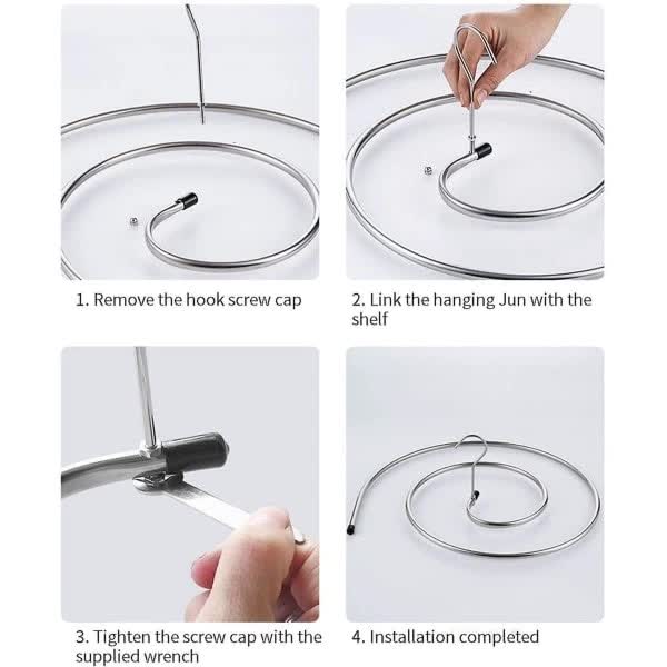 Stainless Steel Spiral Laundry Hanger for Blankets Sheets Curtains 2 Pcs Silver Clothes Drying Rack V1188-XJFD-764-1