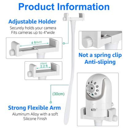 Flexible White Silicone Universal Baby Monitor Holder Tripod V1188-XJQQ-111343-1