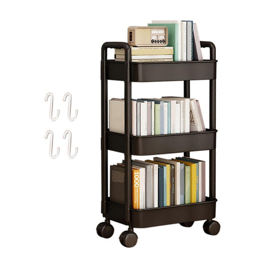 4-Tier Rolling Storage Cart with Wheels Black Mobile Rack Shelf Large Capacity Strong Load-Bearing V1188-XJQQ-21834-4