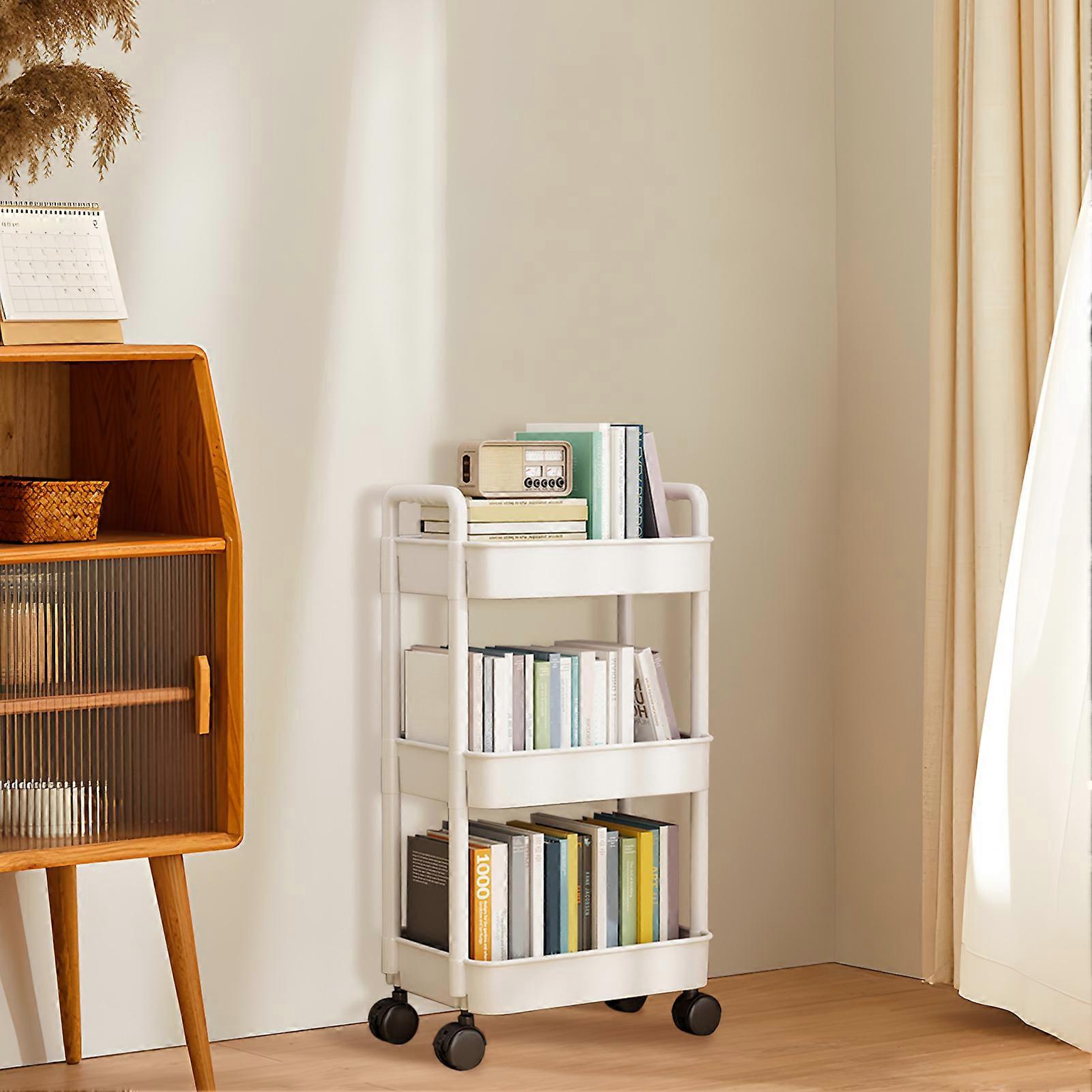 4-Tier Rolling Storage Cart with Wheels Black Mobile Rack Shelf Large Capacity Strong Load-Bearing V1188-XJQQ-21834-4
