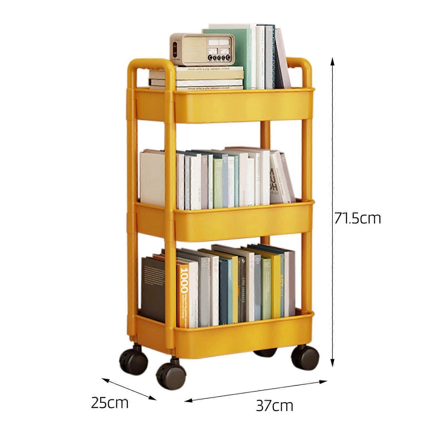 4-Tier Rolling Storage Cart with Wheels Black Mobile Rack Shelf Large Capacity Strong Load-Bearing V1188-XJQQ-21834-4