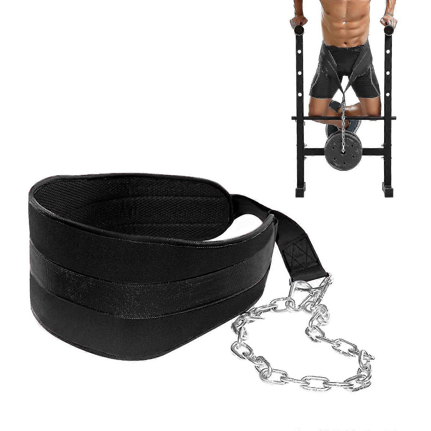 Seektop Weighted Pull Up Dip Belt with Chain 100kg Capacity Black Eva Material Home Gym Strength Training V1188-XJQQ-30394-1