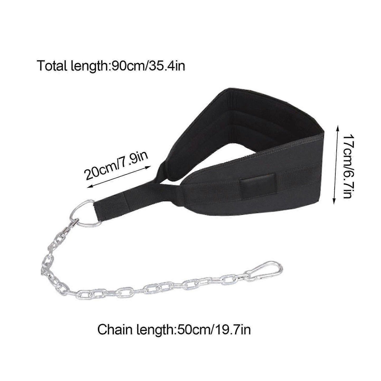 Seektop Weighted Pull Up Dip Belt with Chain 100kg Capacity Black Eva Material Home Gym Strength Training V1188-XJQQ-30394-1