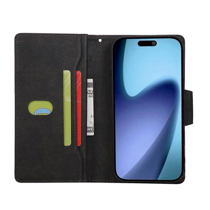 Magnetic Leather Wallet Card Holder Compatible with iPhone 17 Pro Max Black V1188-XY-Y1014-00700