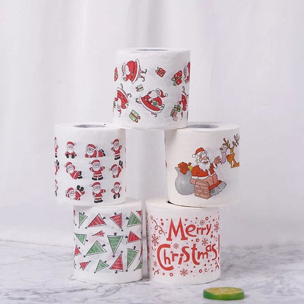 Christmas Toilet Paper 5 Rolls for Home Office Restroom Holiday Decor V1188-XY-Y1030-00467