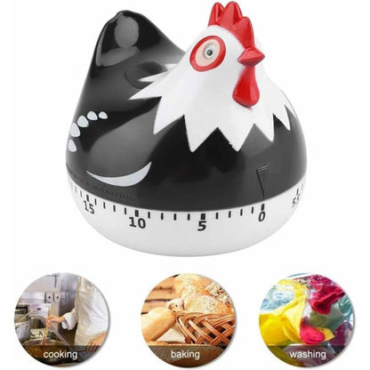 Kitchen Timer Chicken Design Manual Cooking Clock ABS Black Compatible with Braun V1188-XY-Y828-00242