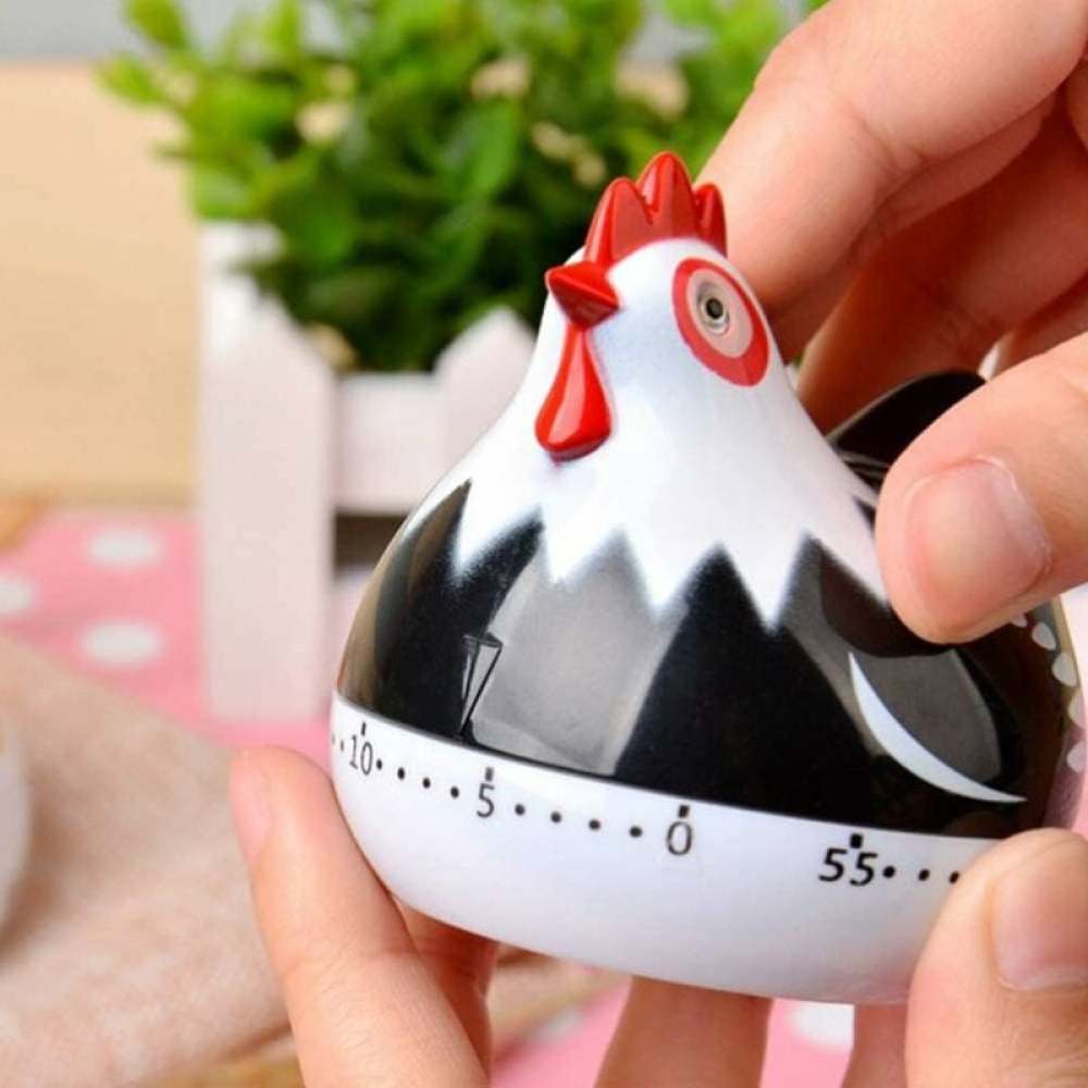 Kitchen Timer Chicken Design Manual Cooking Clock ABS Black Compatible with Braun V1188-XY-Y828-00242