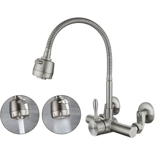 Wall Mounted Kitchen Faucet, Food Grade 304 Stainless Steel Material, 360 degrees Rotatable Wall Mounted V1188-XY-Y829-432