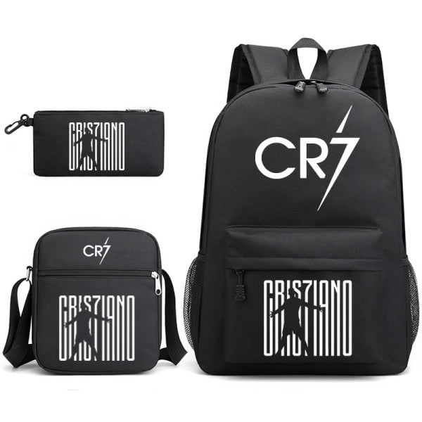 Cristiano Ronaldo Backpack 3-Piece Set, Black Youth School Backpack V1188-XY-Y915-00068