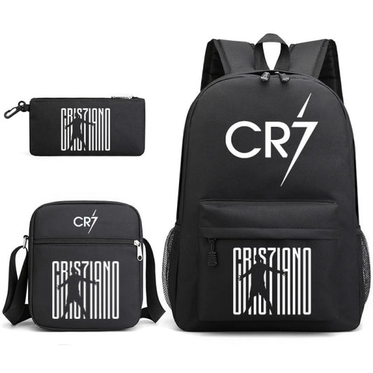 Cristiano Ronaldo Backpack 3-Piece Set, Black Youth School Backpack V1188-XY-Y915-00068