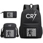 Cristiano Ronaldo Backpack 3-Piece Set, Black Youth School Backpack V1188-XY-Y915-00068