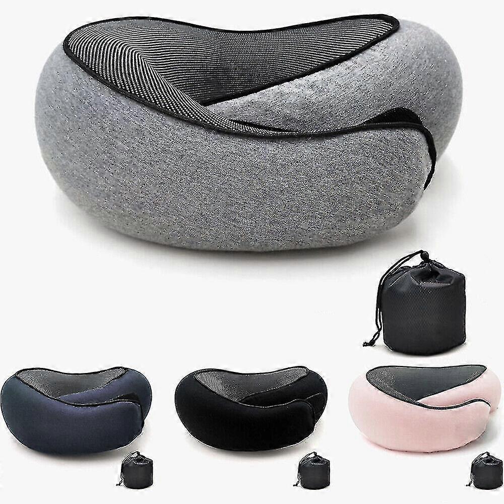 Memory Foam Travel Neck Pillow U-Shaped, Cervical Support Pillow for Airplane Sleep, Black V1188-XY-Y915-00512