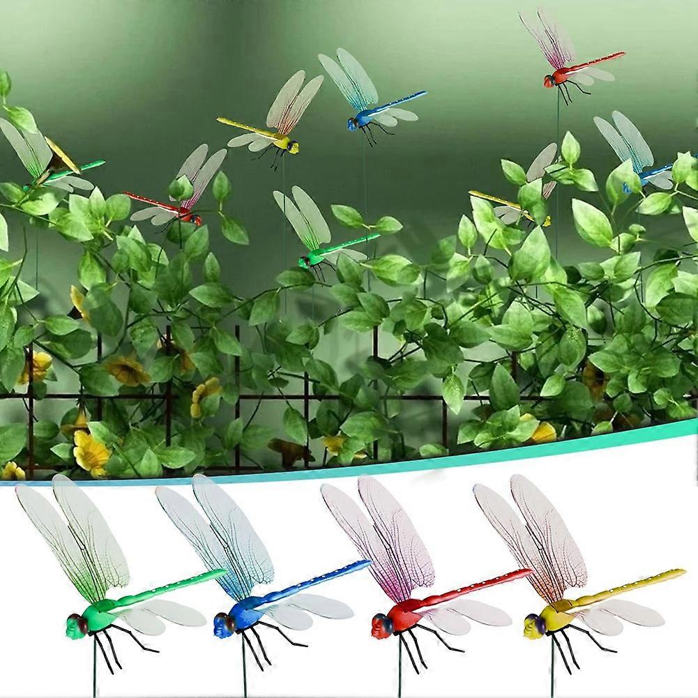 12pcs 3D Artificial Dragonfly Clips for Outdoor Garden Decor Gardening V1188-XY51-00017-1