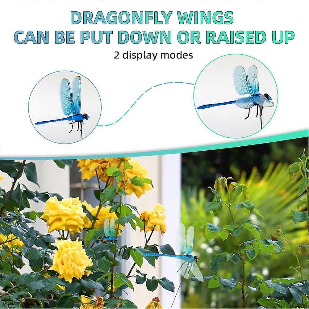 12pcs 3D Artificial Dragonfly Clips for Outdoor Garden Decor Gardening V1188-XY51-00017-1