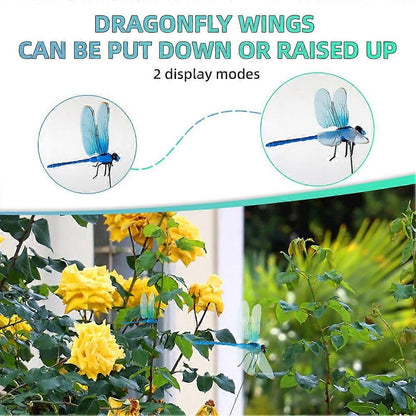 12pcs 3D Artificial Dragonfly Clips for Outdoor Garden Decor Gardening V1188-XY51-00017-1