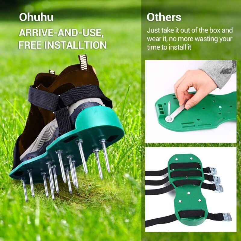Lawn Aerator Sandals for Garden Grass Aeration, Lawn Spike Shoes Grass Vertical Cutter V1188-XYFN-5501010-1