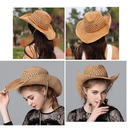 Cowboy Straw Hat Wide Brim Summer Sun Hat for Women and Men V1188-XYFN-6603135-1