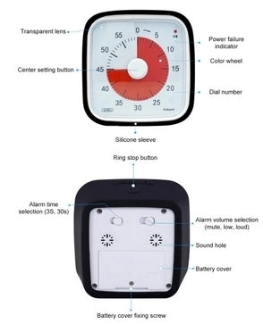 Visual Timer 60 Minute Classroom Timer for Kids Black 150 V1188-XYFN-6605302-1