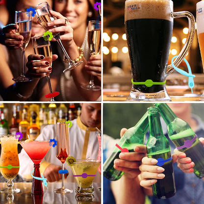 Glass Markers 60 pcs Silicone Reusable Compatible with Wine Glasses V1188-XYFN-7700503-1