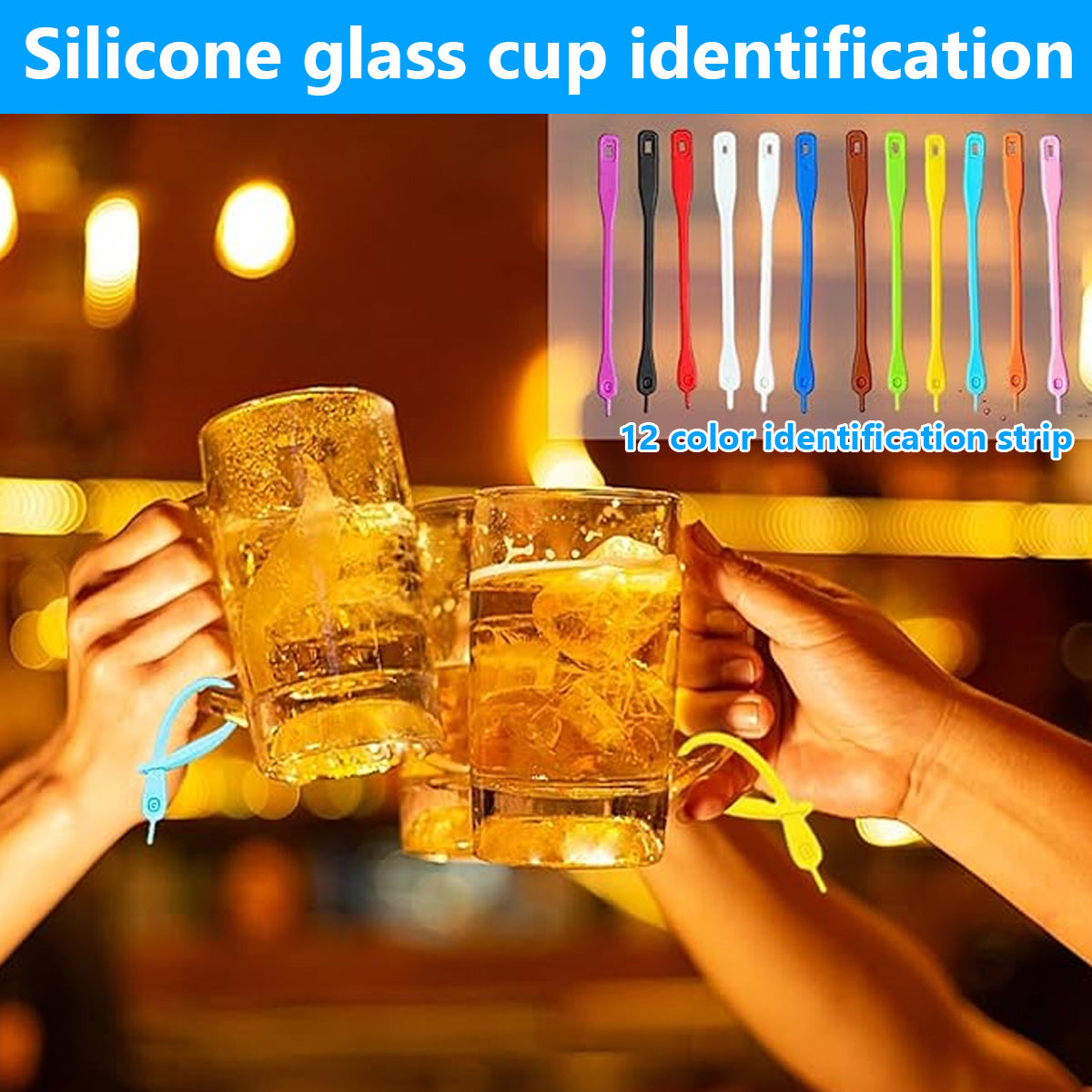 Glass Markers 60 pcs Silicone Reusable Compatible with Wine Glasses V1188-XYFN-7700503-1