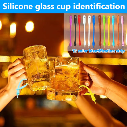 Glass Markers 60 pcs Silicone Reusable Compatible with Wine Glasses V1188-XYFN-7700503-1