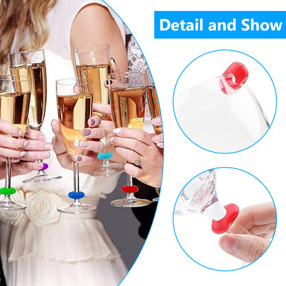 Glass Markers 60 pcs Silicone Reusable Compatible with Wine Glasses V1188-XYFN-7700503-1