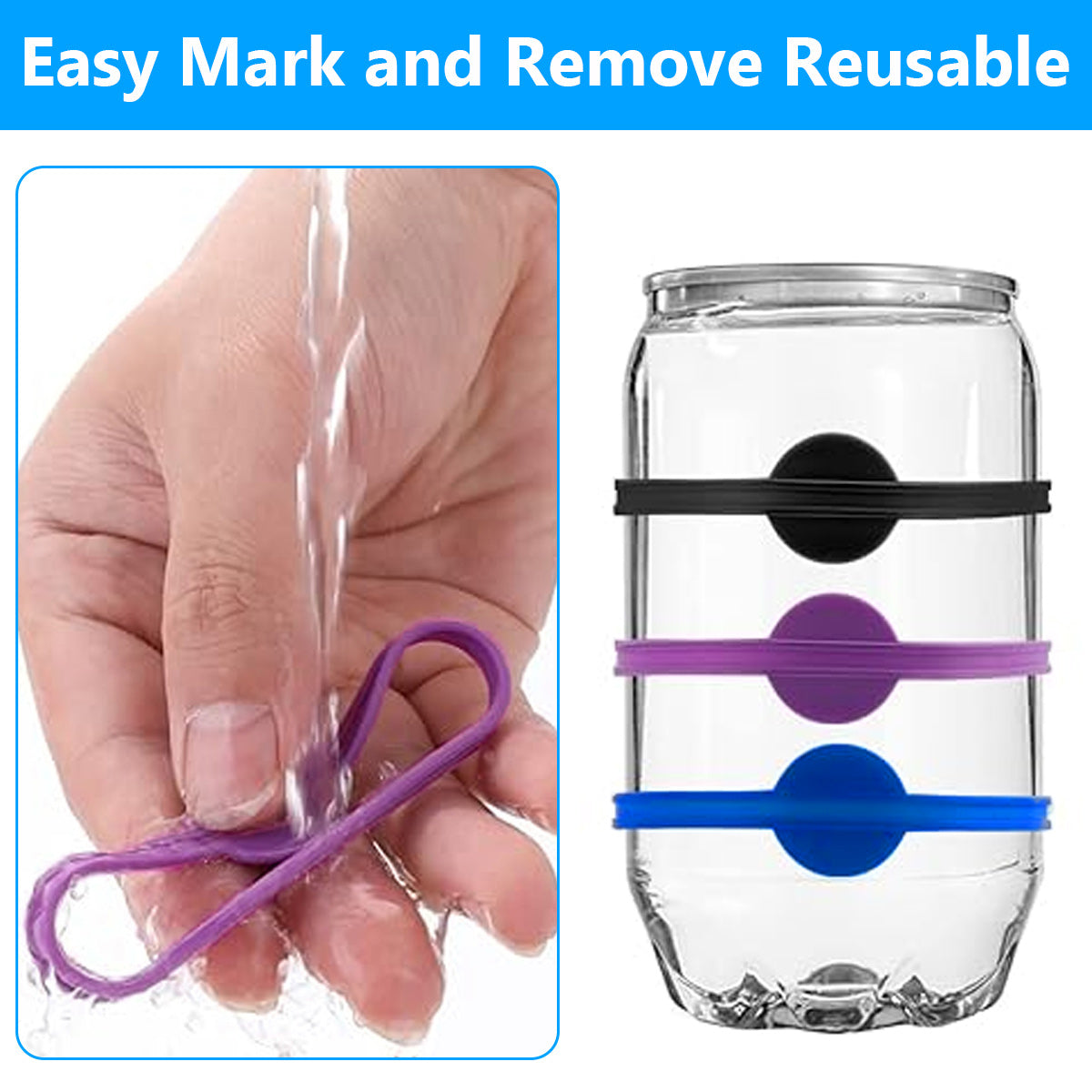 Glass Markers 60 pcs Silicone Reusable Compatible with Wine Glasses V1188-XYFN-7700503-1