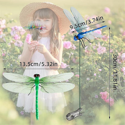 12pcs Artificial 3D Dragonfly Clips for Outdoor Garden Decor, Gardening V1188-XYFN-7700550-1