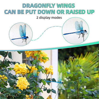 12pcs Artificial 3D Dragonfly Clips for Outdoor Garden Decor, Gardening V1188-XYFN-7700550-1