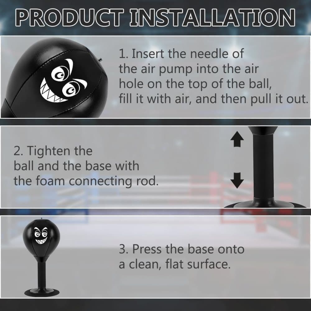 Stress Relief Boxing Ball for Desk with Suction Cup, Compatible with Office and Home Use, Perfect Gift Idea V1188-YG-CN1120-022