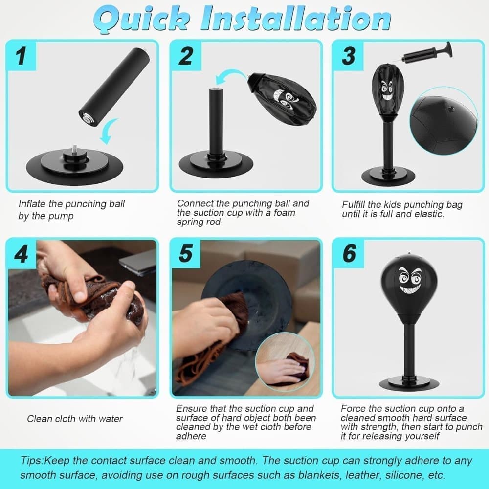 Stress Relief Boxing Ball for Desk with Suction Cup, Compatible with Office and Home Use, Perfect Gift Idea V1188-YG-CN1120-022