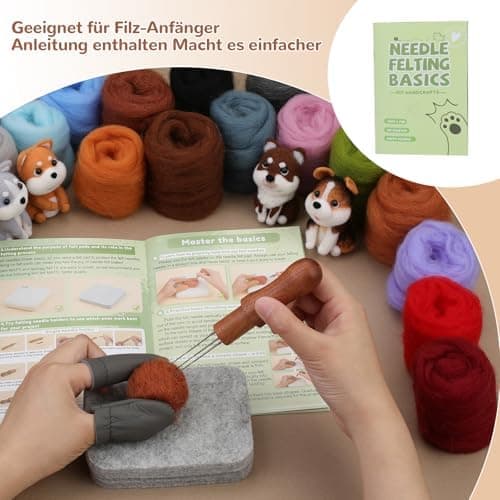 Felting Needles Kit in 24 Colors with Wool, Tools, Mat \u0026 Storage Bag for DIY Craft Projects. V1188-YG-CN1120-039