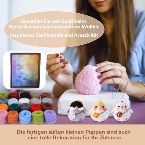 Felting Needles Kit in 24 Colors with Wool, Tools, Mat \u0026 Storage Bag for DIY Craft Projects. V1188-YG-CN1120-039