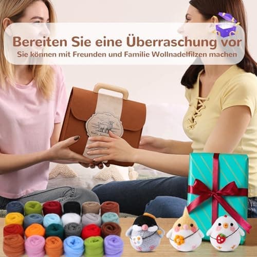Felting Needles Kit in 24 Colors with Wool, Tools, Mat \u0026 Storage Bag for DIY Craft Projects. V1188-YG-CN1120-039