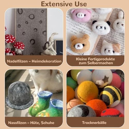 Felting Needles Kit in 24 Colors with Wool, Tools, Mat \u0026 Storage Bag for DIY Craft Projects. V1188-YG-CN1120-039