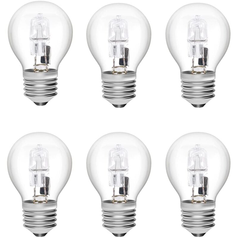 E27 Halogen Bulbs 6-Pack, 28W G45 Dimmable Warm White 2700K Golf Ball Clear Blub, Compatible with Chandeliers V1188-YG-FU1025-01882