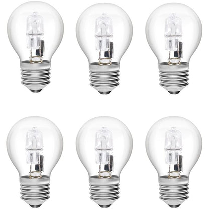 E27 Halogen Bulbs 6-Pack, 28W G45 Dimmable Warm White 2700K Golf Ball Clear Blub, Compatible with Chandeliers V1188-YG-FU1025-01882