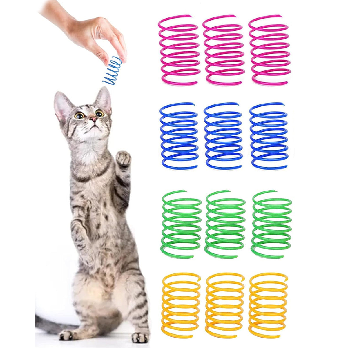 Cat Spiral Spring Toy, Interactive Durable Heavy Duty Plastic Colorful Spring Toy for Play V1188-YG-FU1105-00511