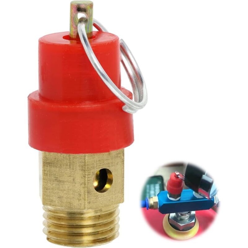 Air Compressor Safety Valve 115 PSI G1/4 Male Red Capsule 1pc Compatible with Various Brands V1188-YG-MN1016-0395