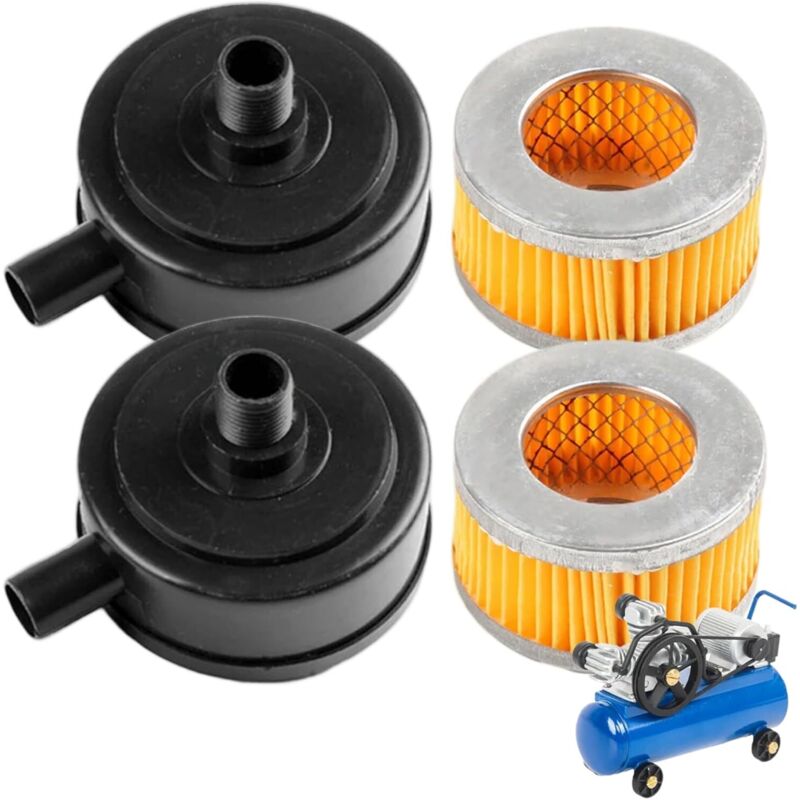 20mm Thread Air Compressor Intake Filter Muffler with Plastic Cover 2pcs for Pneumatic Tools V1188-YG-MN1016-0469