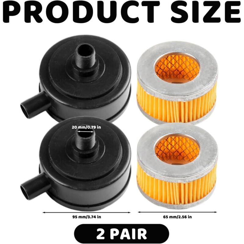 20mm Thread Air Compressor Intake Filter Muffler with Plastic Cover 2pcs for Pneumatic Tools V1188-YG-MN1016-0469