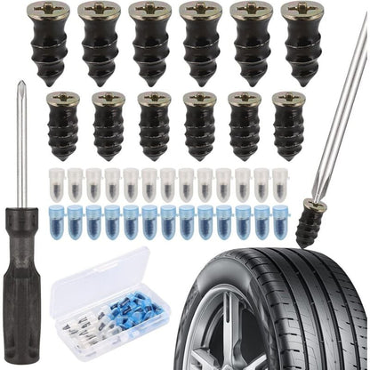 Tire Repair Rubber Nails 30Pcs for Car Motorcycle with Screwdriver 15 Small 15 Large V1188-YG-MN1016-0980