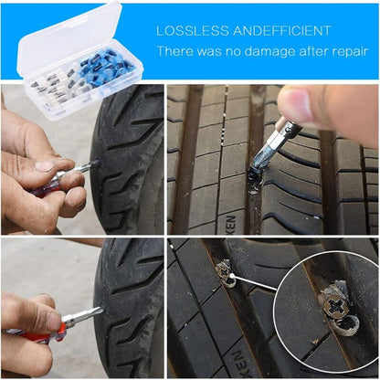 Tire Repair Rubber Nails 30Pcs for Car Motorcycle with Screwdriver 15 Small 15 Large V1188-YG-MN1016-0980