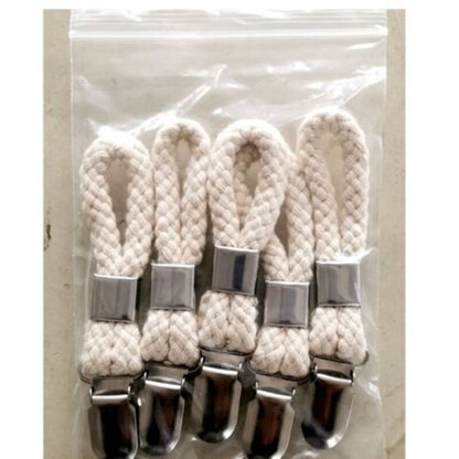 Metal Towel Clamps 5-Pack Kitchen Bathroom Towel Hooks with Braided Cotton Holder for Dishcloths V1188-YG-MN1016-2144