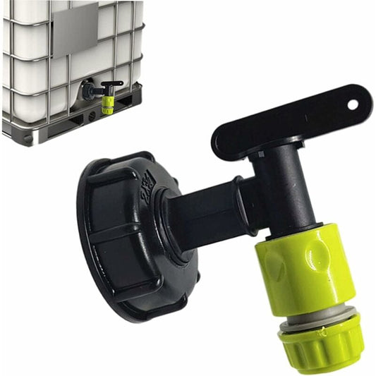 1000L Plastic Tank Faucet with Garden Hose Connector, IBC Tank Faucet Adapter, 3/4 Inch Thread Connection for V1188-YG516-05345-1